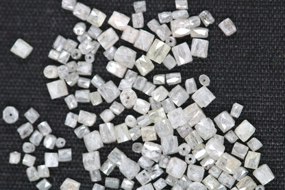 Natural Loose Fancy White Diamond Beads – 1.50 to 3.10 MM, 20-Piece Lot, Elegant Pipe Beads for Necklaces, Jewelry Making