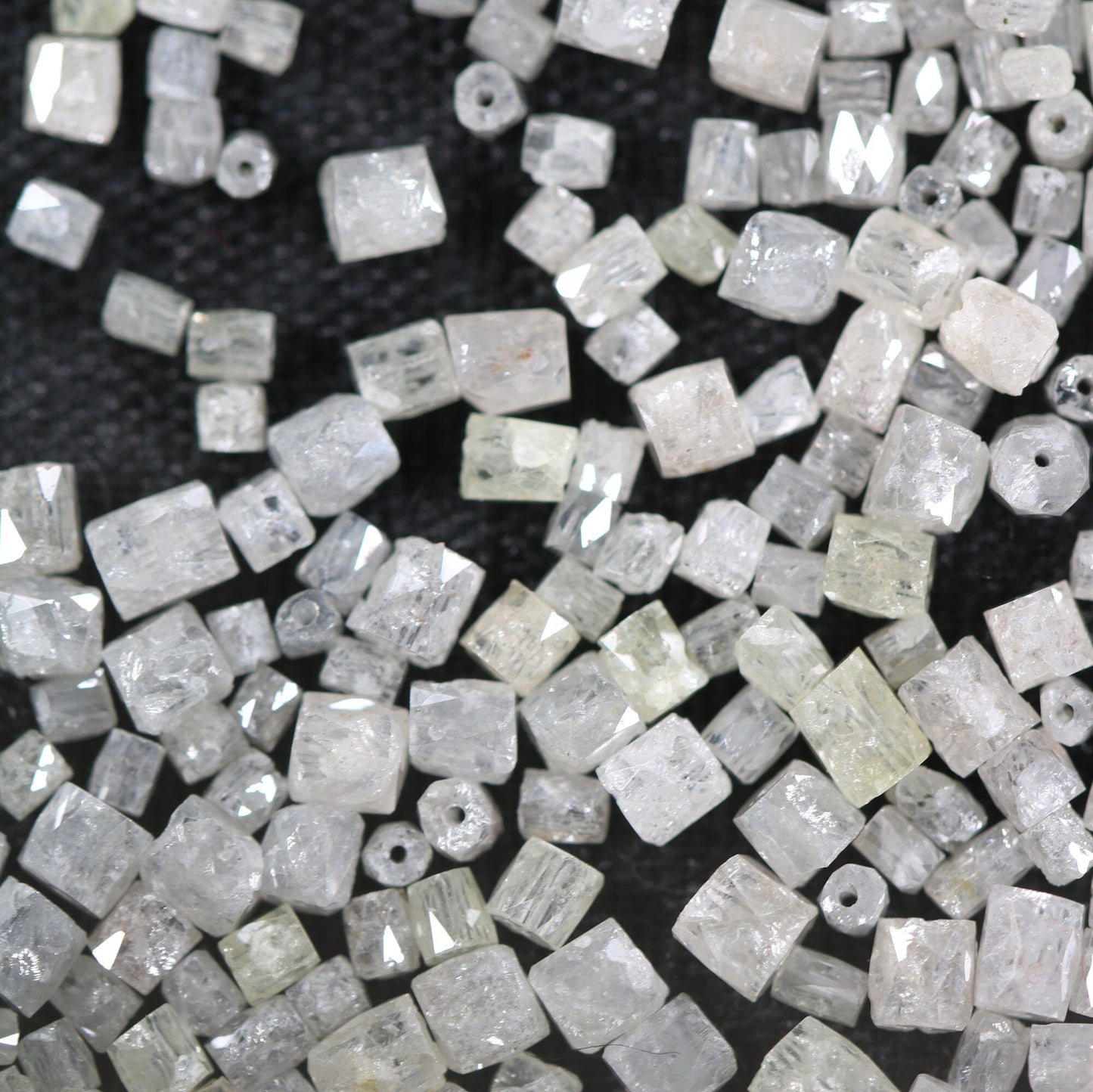 Natural Loose Fancy White Diamond Beads – 1.50 to 3.10 MM, 20-Piece Lot, Elegant Pipe Beads for Necklaces, Jewelry Making