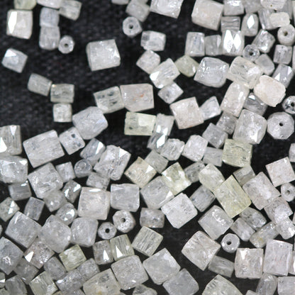 Natural Loose Fancy White Diamond Beads – 1.50 to 3.10 MM, 20-Piece Lot, Elegant Pipe Beads for Necklaces, Jewelry Making