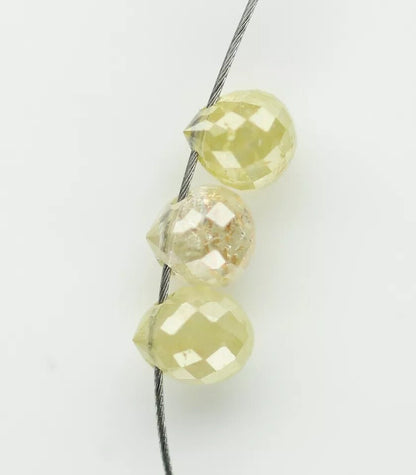 0.53 CT Light Yellow Natural Tear Drop Drilled Rustic Diamond Beads – Loose Drops for Necklaces, Bracelets, Jewelry Making