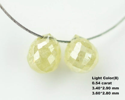 0.54 CT Natural Fancy Light Loose Teardrop Drilled Diamond Beads – Ideal for Necklaces, Bracelets, and Jewelry Making, Unique Gemstone Beads