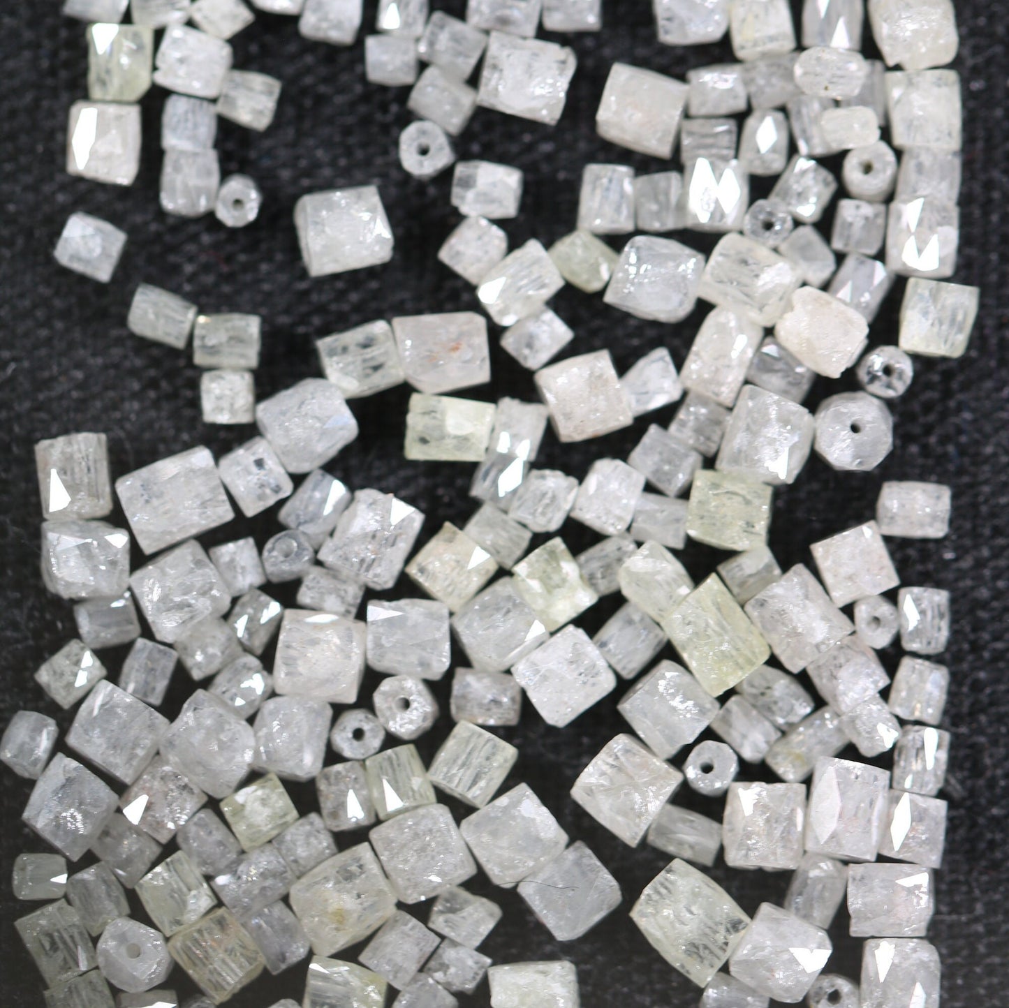 Natural Loose Fancy White Diamond Beads – 1.50 to 3.10 MM, 20-Piece Lot, Elegant Pipe Beads for Necklaces, Jewelry Making