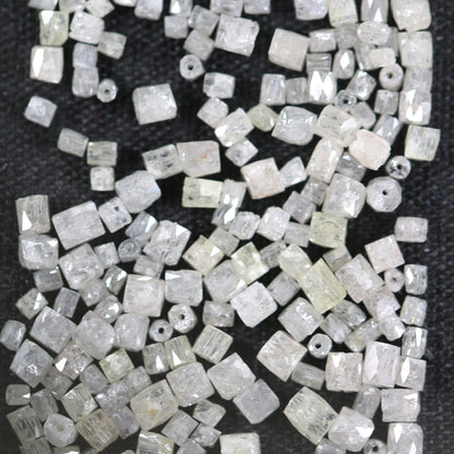 Natural Loose Fancy White Diamond Beads – 1.50 to 3.10 MM, 20-Piece Lot, Elegant Pipe Beads for Necklaces, Jewelry Making