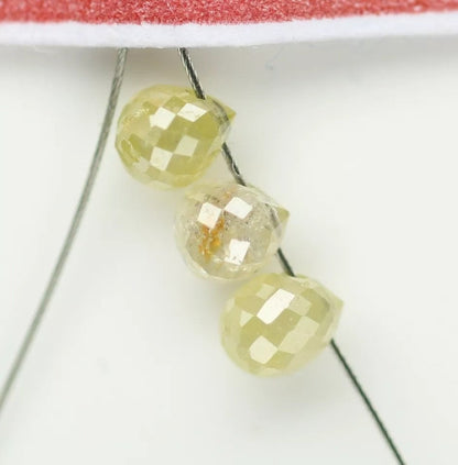 0.53 CT Light Yellow Natural Tear Drop Drilled Rustic Diamond Beads – Loose Drops for Necklaces, Bracelets, Jewelry Making