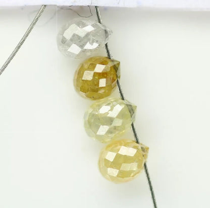 0.66 CT Natural Rustic Fancy Multi-Color Teardrop Diamond Beads – Loose Drilled Raw Diamonds for Unique Jewelry Making, Ideal for Necklaces