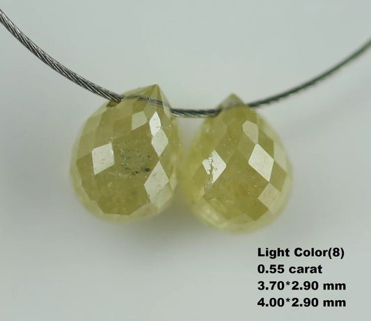 0.55 CT Natural Diamond Beads – 3.70 to 4.00 MM Fancy Color Loose Teardrop Drilled Beads for Necklaces, Bracelets, Jewelry Making