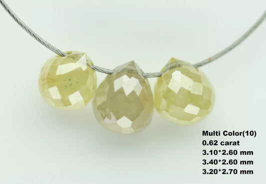 0.62 CT Natural Fancy Color Teardrop Diamond Beads – Loose Drilled Drops for Necklaces, Bracelets & Jewelry Making