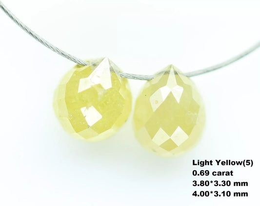 0.69 CT Natural Fancy Color Teardrop Diamond Beads – Rustic Loose Drilled Beads, 2-Piece Set for Necklaces, Bracelets, Jewelry Making