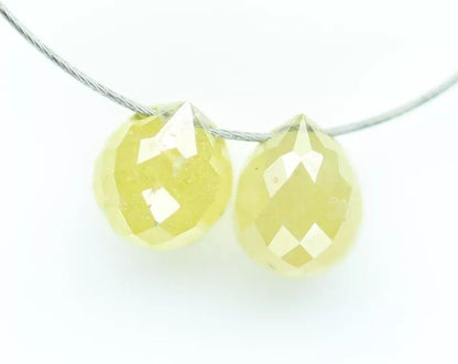 0.69 CT Natural Fancy Color Teardrop Diamond Beads – Rustic Loose Drilled Beads, 2-Piece Set for Necklaces, Bracelets, Jewelry Making