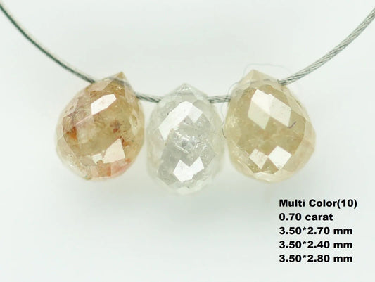 0.70 CT Multi-Color Natural Teardrop Drilled Diamond Beads – Unique Loose Diamonds for Custom Jewelry Making