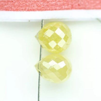 0.69 CT Natural Fancy Color Teardrop Diamond Beads – Rustic Loose Drilled Beads, 2-Piece Set for Necklaces, Bracelets, Jewelry Making