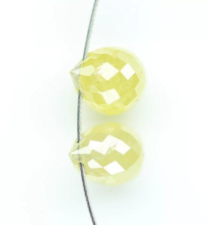 0.69 CT Natural Fancy Color Teardrop Diamond Beads – Rustic Loose Drilled Beads, 2-Piece Set for Necklaces, Bracelets, Jewelry Making