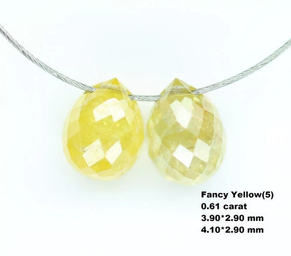0.61 CT Natural Fancy Color Teardrop Diamond Beads – Loose Drilled Beads, 2-Piece Set for Custom Necklaces, Bracelets & Jewelry Making