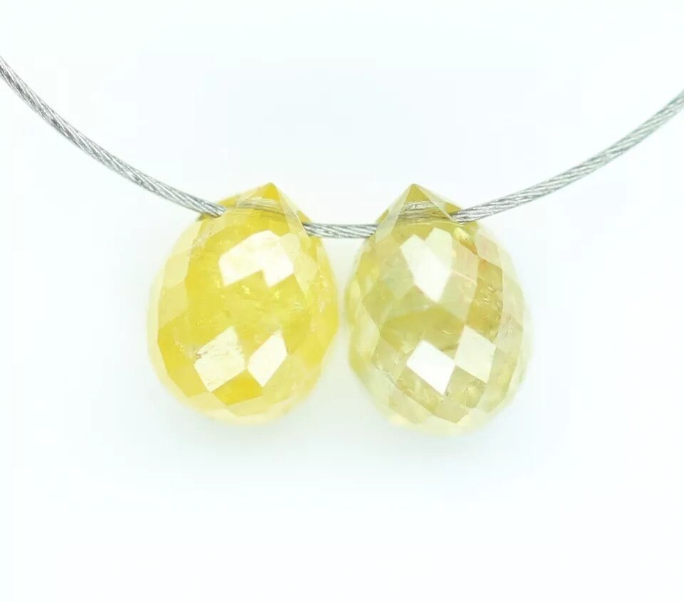 0.61 CT Natural Fancy Color Teardrop Diamond Beads – Loose Drilled Beads, 2-Piece Set for Custom Necklaces, Bracelets & Jewelry Making