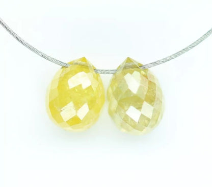 0.61 CT Natural Fancy Color Teardrop Diamond Beads – Loose Drilled Beads, 2-Piece Set for Custom Necklaces, Bracelets & Jewelry Making