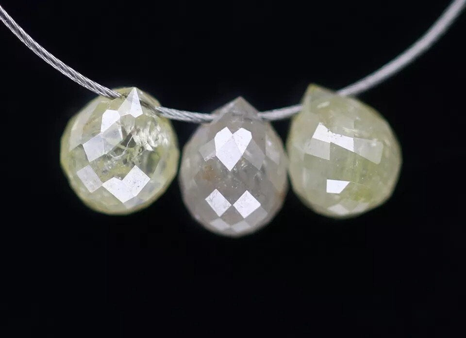 0.63 CT Natural Fancy Color Diamond Beads – Rustic Teardrop Loose Drilled Beads, 4-Piece Set for Unique Necklaces, Bracelets Jewelry Making