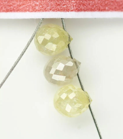 0.63 CT Natural Fancy Color Diamond Beads – Rustic Teardrop Loose Drilled Beads, 4-Piece Set for Unique Necklaces, Bracelets Jewelry Making