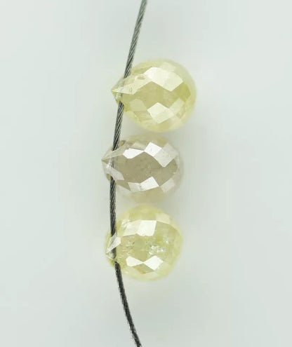 0.63 CT Natural Fancy Color Diamond Beads – Rustic Teardrop Loose Drilled Beads, 4-Piece Set for Unique Necklaces, Bracelets Jewelry Making
