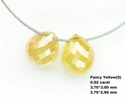 0.52 CT Fancy Yellow Natural Loose Teardrop Diamond Beads – Raw Diamonds for Unique Jewelry Making, Elegant Beads for Custom Designs