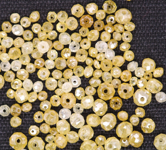 Natural Loose Round Yellow Diamond Beads –Vivid Color, 1.50 to 3.10 MM, 20-Piece Lot |Raw Diamonds for Jewelry Making, Custom Necklace Beads