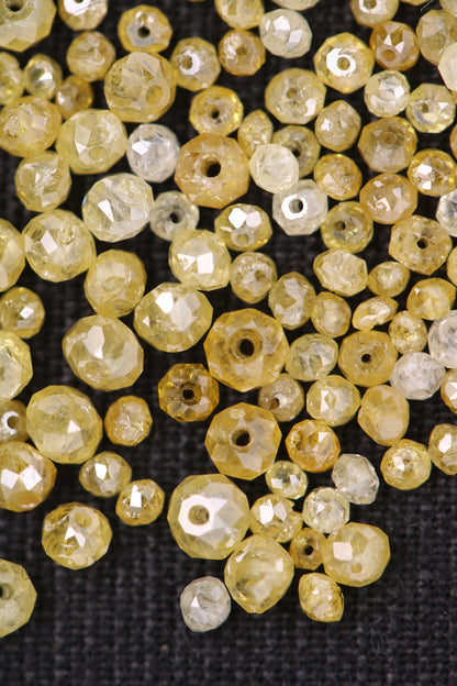 Natural Loose Round Yellow Diamond Beads –Vivid Color, 1.50 to 3.10 MM, 20-Piece Lot |Raw Diamonds for Jewelry Making, Custom Necklace Beads