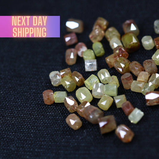 Natural Loose Multicolored Diamond Beads – 2.01 to 3.10 MM | Raw Uncut Diamond Sticks for Jewelry Making, Unique Beads for Custom Designs