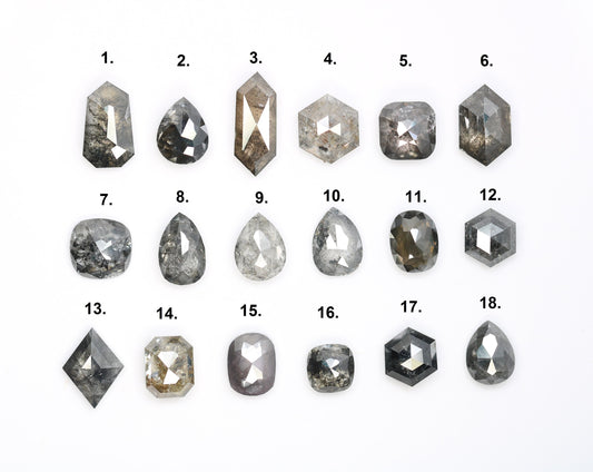 0.60-1.25 CT Natural Loose Salt and Pepper Diamonds | Certified Earth-Mined Mixed Shape Diamonds for Rings & Unique Jewelry