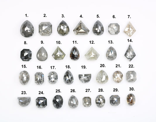 Natural Salt and Pepper Diamonds | Mixed Shape Loose Diamonds for Engagement Rings | Ideal for Jewelry Making Supplies