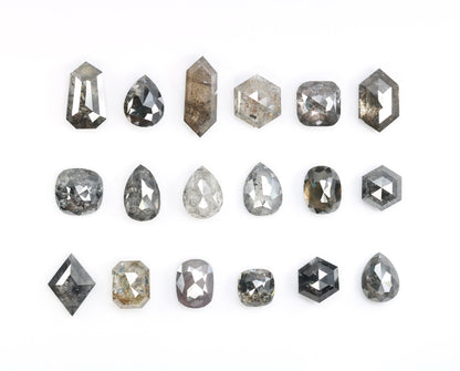 0.60-1.25 CT Natural Loose Salt and Pepper Diamonds | Certified Earth-Mined Mixed Shape Diamonds for Rings & Unique Jewelry