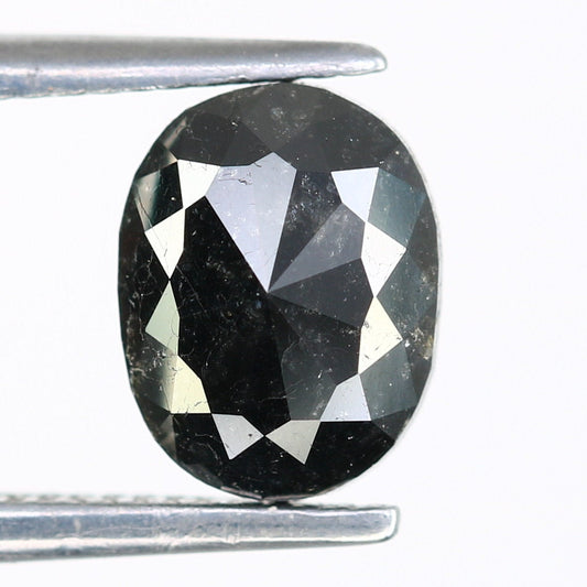 1.03 CT Polished Oval Shape Natural Salt and Pepper Diamond | Loose Diamond for Proposal Ring, Gold Ring