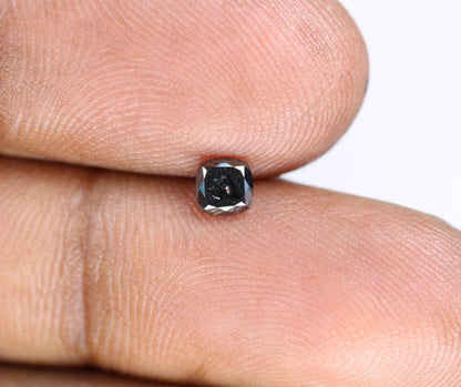 0.29 CT Rustic Black Cushion Cut Diamond | Unique Wedding or Special Occasion Gift | Proposal Ring for Her | Gold Ring Diamond