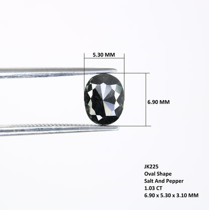 1.03 CT Polished Oval Shape Natural Salt and Pepper Diamond | Loose Diamond for Proposal Ring, Gold Ring