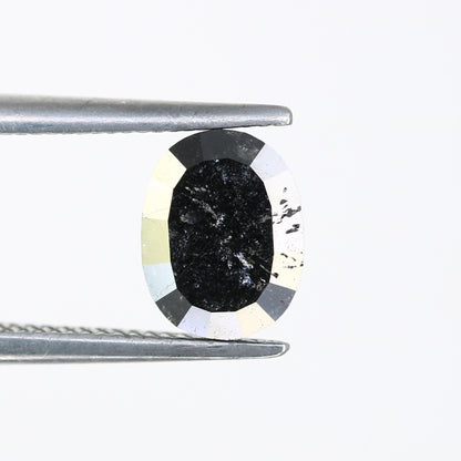 1.03 CT Polished Oval Shape Natural Salt and Pepper Diamond | Loose Diamond for Proposal Ring, Gold Ring