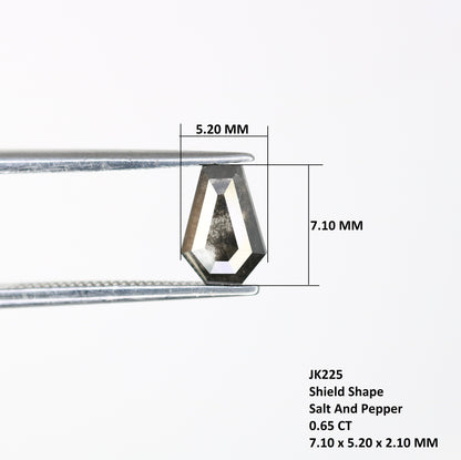 0.65 CT Salt and Pepper Unique Loose Diamond, Shield Cut for Handmade Necklace Pendant, Fancy Diamond Engagement Gold Ring For Women