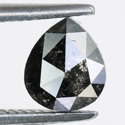 0.50 CT Beautiful Pear Shaped Rustic Cut Natural Salt and Pepper Diamond Loose Polished for Custom Wedding Jewelry Unique Gold Ring Accent