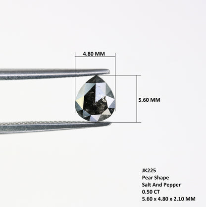 0.50 CT Beautiful Pear Shaped Rustic Cut Natural Salt and Pepper Diamond Loose Polished for Custom Wedding Jewelry Unique Gold Ring Accent