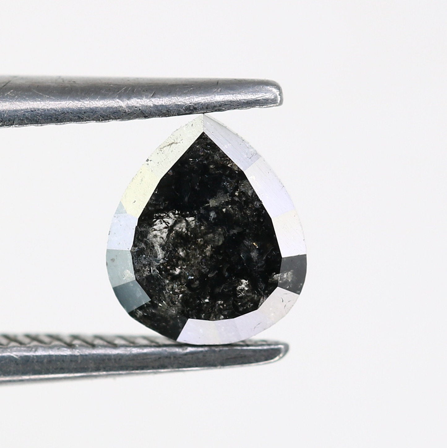 0.50 CT Beautiful Pear Shaped Rustic Cut Natural Salt and Pepper Diamond Loose Polished for Custom Wedding Jewelry Unique Gold Ring Accent