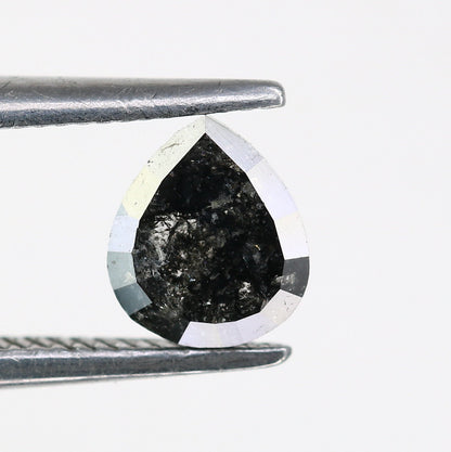 0.50 CT Beautiful Pear Shaped Rustic Cut Natural Salt and Pepper Diamond Loose Polished for Custom Wedding Jewelry Unique Gold Ring Accent