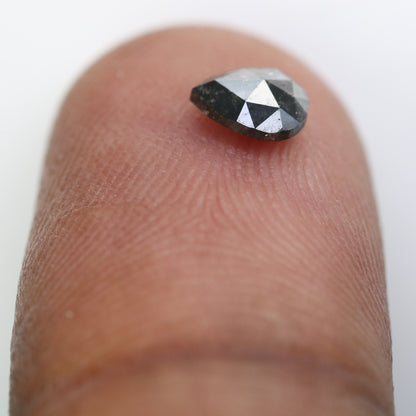 0.50 CT Beautiful Pear Shaped Rustic Cut Natural Salt and Pepper Diamond Loose Polished for Custom Wedding Jewelry Unique Gold Ring Accent