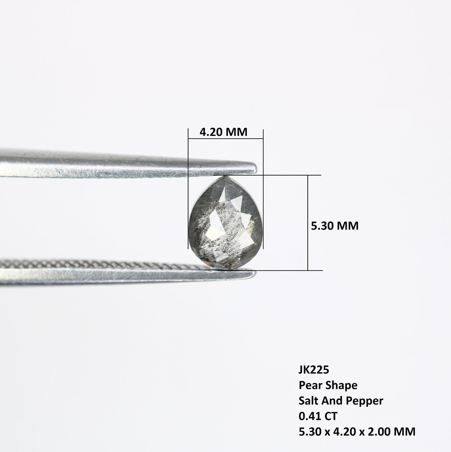 0.41 CT Natural Salt and Pepper Pear Shaped 5MM Diamond | Loose Polished Rustic Gem for Custom Engagement Ring | Unique Gold Ring Accent