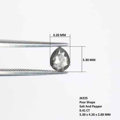 0.41 CT Natural Salt and Pepper Pear Shaped 5MM Diamond | Loose Polished Rustic Gem for Custom Engagement Ring | Unique Gold Ring Accent