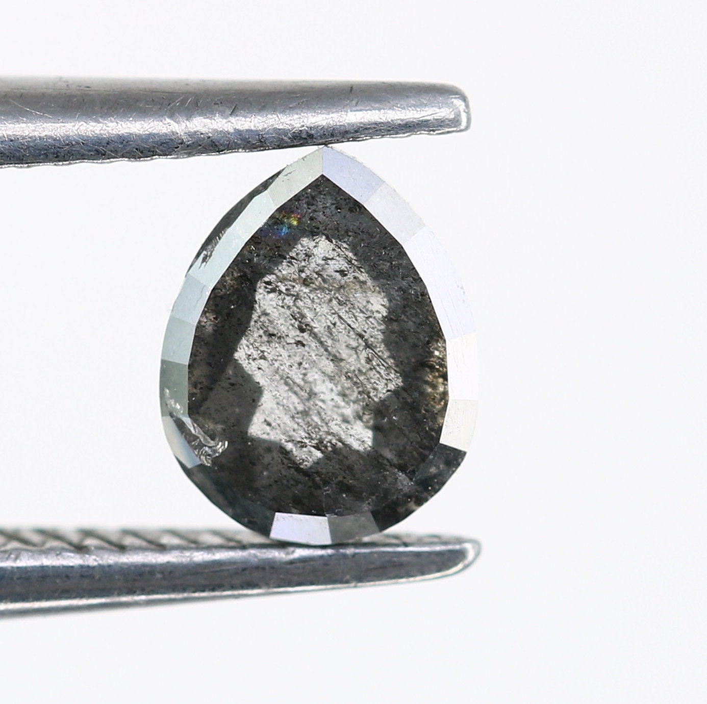 0.41 CT Natural Salt and Pepper Pear Shaped 5MM Diamond | Loose Polished Rustic Gem for Custom Engagement Ring | Unique Gold Ring Accent