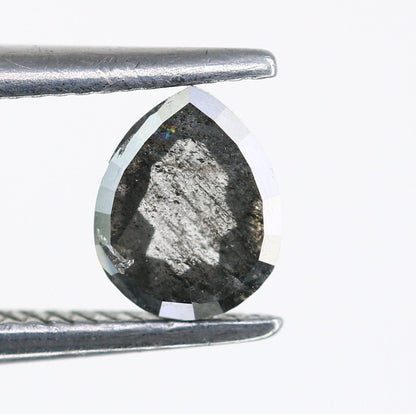 0.41 CT Natural Salt and Pepper Pear Shaped 5MM Diamond | Loose Polished Rustic Gem for Custom Engagement Ring | Unique Gold Ring Accent