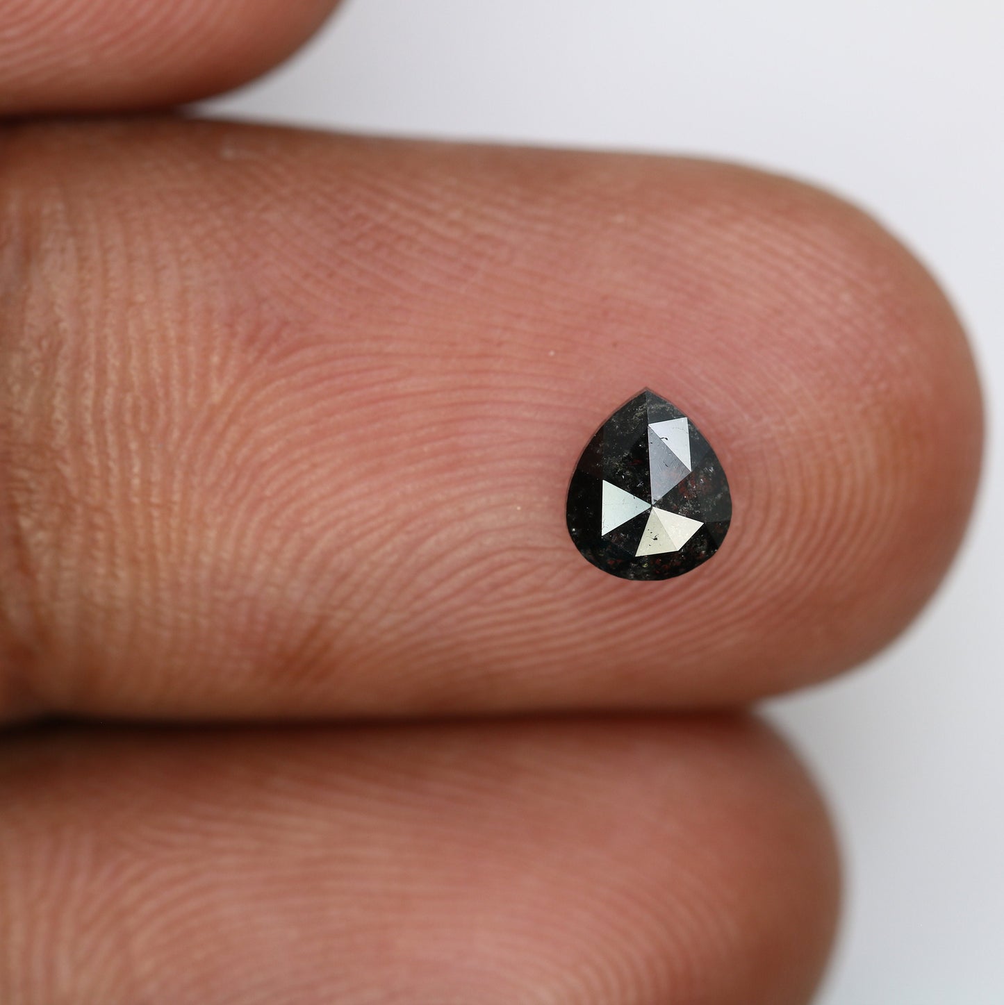 0.50 CT Beautiful Pear Shaped Rustic Cut Natural Salt and Pepper Diamond Loose Polished for Custom Wedding Jewelry Unique Gold Ring Accent