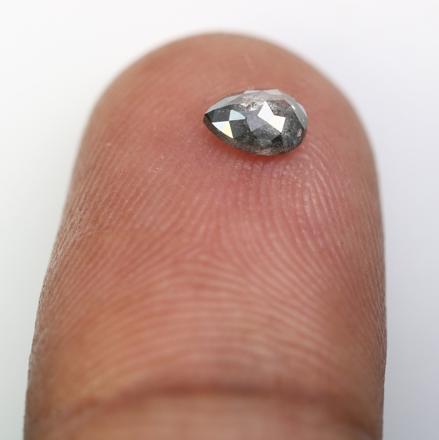 0.41 CT Natural Salt and Pepper Pear Shaped 5MM Diamond | Loose Polished Rustic Gem for Custom Engagement Ring | Unique Gold Ring Accent