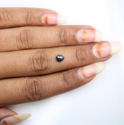 0.50 CT Beautiful Pear Shaped Rustic Cut Natural Salt and Pepper Diamond Loose Polished for Custom Wedding Jewelry Unique Gold Ring Accent