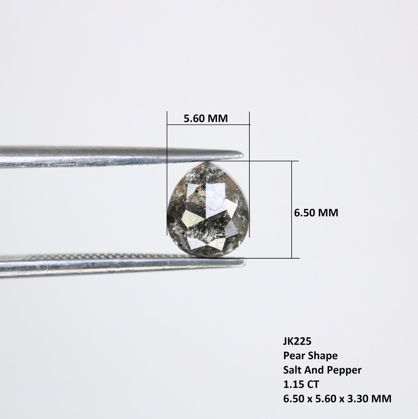 1.15 CT Natural Salt and Pepper Rustic Pear Shaped Diamond | Loose Polished Gem for Custom Engagement Ring | Unique Gold Ring Accent