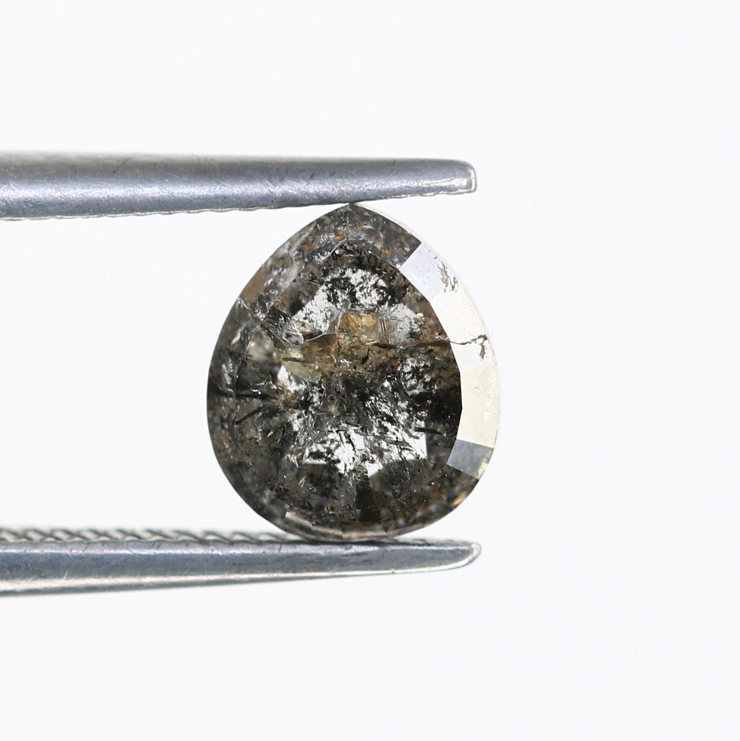 1.15 CT Natural Salt and Pepper Rustic Pear Shaped Diamond | Loose Polished Gem for Custom Engagement Ring | Unique Gold Ring Accent