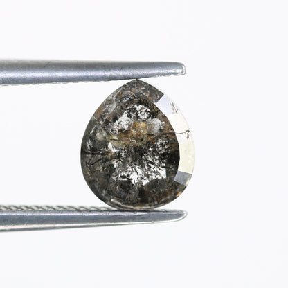 1.15 CT Natural Salt and Pepper Rustic Pear Shaped Diamond | Loose Polished Gem for Custom Engagement Ring | Unique Gold Ring Accent