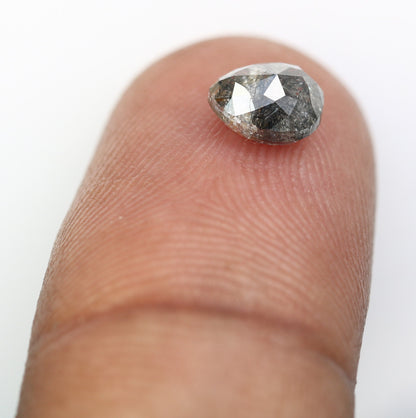 1.15 CT Natural Salt and Pepper Rustic Pear Shaped Diamond | Loose Polished Gem for Custom Engagement Ring | Unique Gold Ring Accent